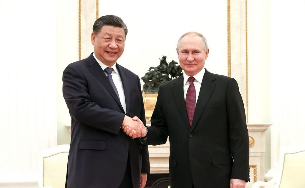 中国の習近平国家主席(左)は3月にロシアのプーチン大統領と会談をしている。=ロシア、モスクワ、3月20日(UPI)